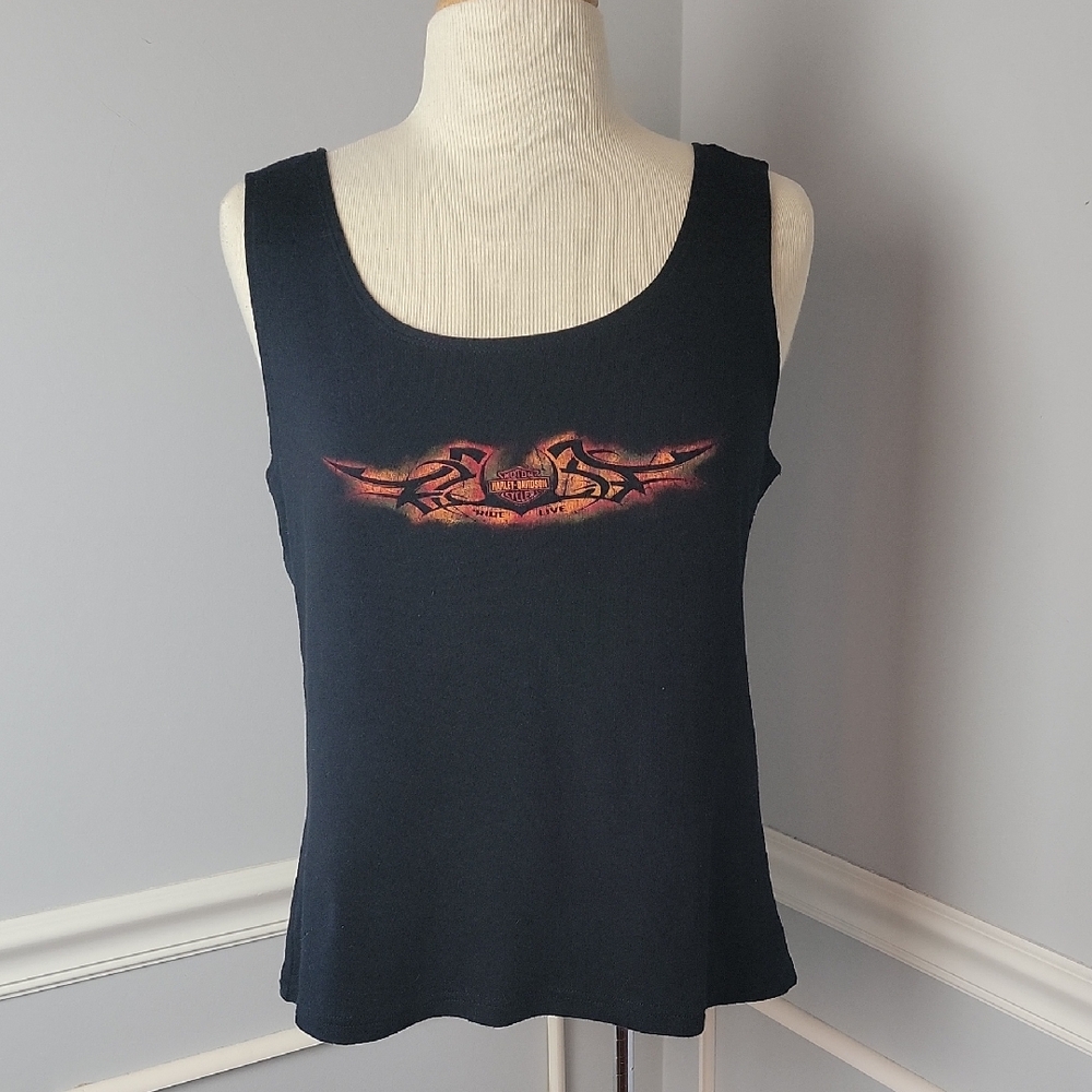 HARLEY-DAVIDSON Black McDermott's Fort Ann NY Graphic Biker‎ Moto Tank Top 2X
